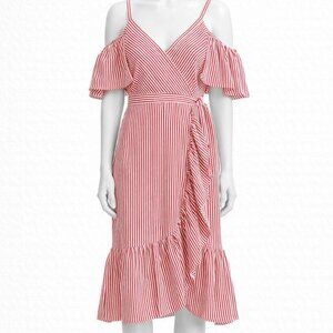 Red & White Striped Ruffle Dress – Size 6